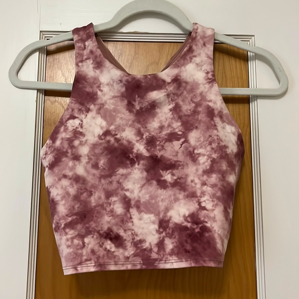 Athleta Pink Tie-Dye Cropped Racerback Tank. Women’s S. Built in Bra.